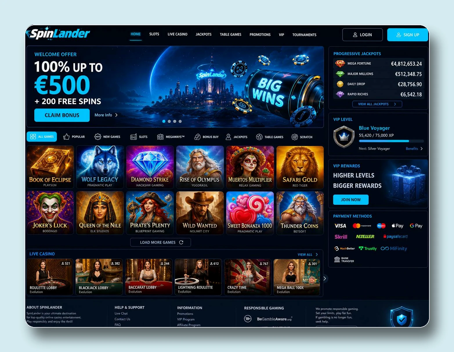 SpinLander — zahraničné internetové kasína